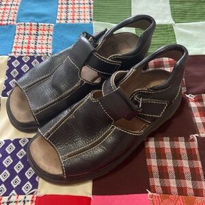 Vtg Y2K Dr Doc Martens Black Leather Fisherman Chunky Men's Size 10 Sandals